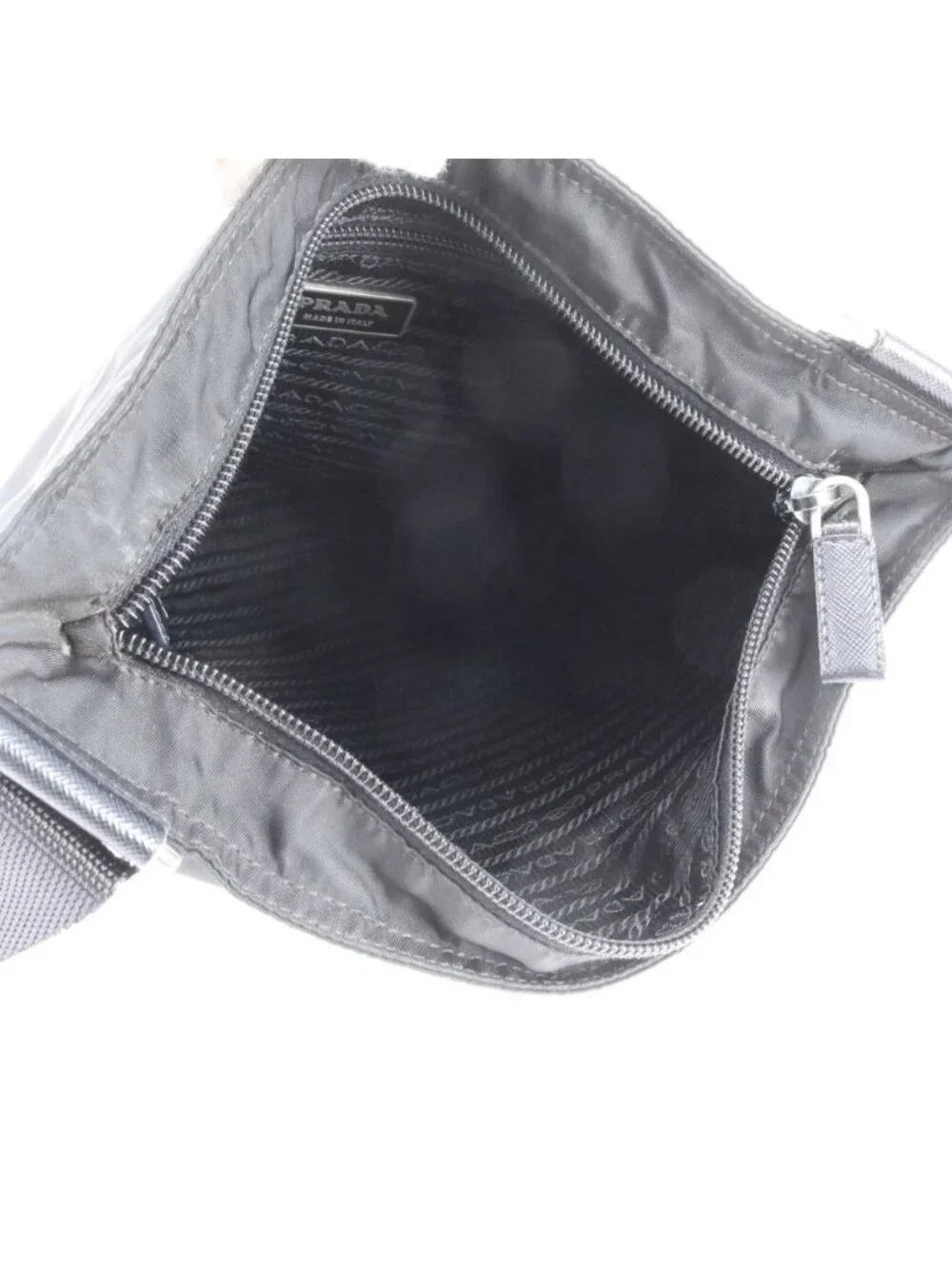 Prada Tessuto Nylon Triangle Logo Leather Shoulder Bag Crossbody Black - Picture 6 of 7